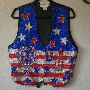 Sequin American Flag Vest